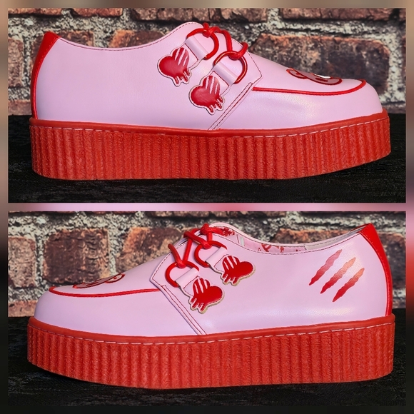 Pink and Red Platform Shoes with Cartoon Design - Picture 8 of 12